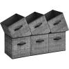 imageSONGMICS Storage Cubes 11Inch NonWoven Fabric Bins with Double Handles Set of 6 Closet Organizers for Shelves Foldable for Clothes Misty Blue UROB026I01Classic Black