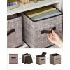 imageSONGMICS Storage Cubes 11Inch NonWoven Fabric Bins with Double Handles Set of 6 Closet Organizers for Shelves Foldable for Clothes Misty Blue UROB026I01Walnut Color