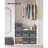 imageSONGMICS Storage Cubes 11Inch NonWoven Fabric Bins with Double Handles Set of 6 Closet Organizers for Shelves Foldable for Clothes Misty Blue UROB026I01Classic Black