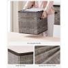 imageSONGMICS Storage Cubes 11Inch NonWoven Fabric Bins with Double Handles Set of 6 Closet Organizers for Shelves Foldable for Clothes Misty Blue UROB026I01Walnut Color