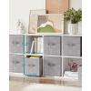 imageSONGMICS Storage Cubes 11Inch NonWoven Fabric Bins with Double Handles Set of 6 Closet Organizers for Shelves Foldable for Clothes Misty Blue UROB026I01Taupe