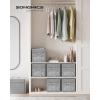 imageSONGMICS Storage Cubes 11Inch NonWoven Fabric Bins with Double Handles Set of 6 Closet Organizers for Shelves Foldable for Clothes Misty Blue UROB026I01Cattail Gray