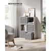 imageSONGMICS Storage Cubes Set of 4 Cube Storage Bins 102 x 102 x 11 Inches 2 Handles Oxford Fabric and LinenLook Fabric Easy to Clean Foldable Metal Label Holders Dove Gray UROB226G04Dove Gray
