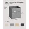 imageSONGMICS Storage Cubes Set of 4 Cube Storage Bins 102 x 102 x 11 Inches 2 Handles Oxford Fabric and LinenLook Fabric Easy to Clean Foldable Metal Label Holders Dove Gray UROB226G04Dove Gray