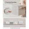 imageSONGMICS Storage Cubes Set of 4 Cube Storage Bins 102 x 102 x 11 Inches 2 Handles Oxford Fabric and LinenLook Fabric Easy to Clean Foldable Metal Label Holders Dove Gray UROB226G04Cloud White