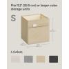 imageSONGMICS Storage Cubes Set of 4 Cube Storage Bins 102 x 102 x 11 Inches 2 Handles Oxford Fabric and LinenLook Fabric Easy to Clean Foldable Metal Label Holders Dove Gray UROB226G04Sand Beige