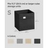 imageSONGMICS Storage Cubes Set of 4 Cube Storage Bins 102 x 102 x 11 Inches 2 Handles Oxford Fabric and LinenLook Fabric Easy to Clean Foldable Metal Label Holders Dove Gray UROB226G04Ink Black