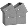 imageSONGMICS Storage Cubes Set of 4 Cube Storage Bins 102 x 102 x 11 Inches 2 Handles Oxford Fabric and LinenLook Fabric Easy to Clean Foldable Metal Label Holders Dove Gray UROB226G04Dove Gray