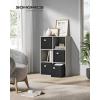 imageSONGMICS Storage Cubes Set of 4 Cube Storage Bins 102 x 102 x 11 Inches 2 Handles Oxford Fabric and LinenLook Fabric Easy to Clean Foldable Metal Label Holders Dove Gray UROB226G04Ink Black