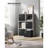 imageSONGMICS Storage Cubes Set of 4 Cube Storage Bins 102 x 102 x 11 Inches 2 Handles Oxford Fabric and LinenLook Fabric Easy to Clean Foldable Metal Label Holders Dove Gray UROB226G04Ink Black
