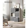 imageSONGMICS Storage Cubes Set of 4 Cube Storage Bins 102 x 102 x 11 Inches 2 Handles Oxford Fabric and LinenLook Fabric Easy to Clean Foldable Metal Label Holders Dove Gray UROB226G04Dove Gray