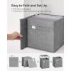 imageSONGMICS Storage Cubes Set of 4 Cube Storage Bins 102 x 102 x 11 Inches 2 Handles Oxford Fabric and LinenLook Fabric Easy to Clean Foldable Metal Label Holders Dove Gray UROB226G04Dove Gray