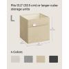 imageSONGMICS Storage Cubes Set of 4 Cube Storage Bins 102 x 102 x 11 Inches 2 Handles Oxford Fabric and LinenLook Fabric Easy to Clean Foldable Metal Label Holders Dove Gray UROB226G04Sand Beige