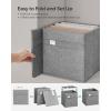 imageSONGMICS Storage Cubes Set of 4 Cube Storage Bins 102 x 102 x 11 Inches 2 Handles Oxford Fabric and LinenLook Fabric Easy to Clean Foldable Metal Label Holders Dove Gray UROB226G04Dove Gray