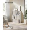 imageSONGMICS Storage Cubes Set of 4 Cube Storage Bins 102 x 102 x 11 Inches 2 Handles Oxford Fabric and LinenLook Fabric Easy to Clean Foldable Metal Label Holders Dove Gray UROB226G04Cloud White