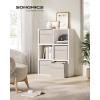 imageSONGMICS Storage Cubes Set of 4 Cube Storage Bins 102 x 102 x 11 Inches 2 Handles Oxford Fabric and LinenLook Fabric Easy to Clean Foldable Metal Label Holders Dove Gray UROB226G04Cloud White