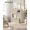 imageSONGMICS Storage Cubes Set of 4 Cube Storage Bins 102 x 102 x 11 Inches 2 Handles Oxford Fabric and LinenLook Fabric Easy to Clean Foldable Metal Label Holders Dove Gray UROB226G04Sand Beige