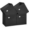 imageSONGMICS Storage Cubes Set of 4 Cube Storage Bins 102 x 102 x 11 Inches 2 Handles Oxford Fabric and LinenLook Fabric Easy to Clean Foldable Metal Label Holders Dove Gray UROB226G04Ink Black