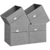 imageSONGMICS Storage Cubes Set of 4 Cube Storage Bins 102 x 102 x 11 Inches 2 Handles Oxford Fabric and LinenLook Fabric Easy to Clean Foldable Metal Label Holders Dove Gray UROB226G04Dove Gray