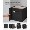 imageSONGMICS Storage Cubes Set of 4 Cube Storage Bins 102 x 102 x 11 Inches 2 Handles Oxford Fabric and LinenLook Fabric Easy to Clean Foldable Metal Label Holders Dove Gray UROB226G04Ink Black