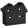 imageSONGMICS Storage Cubes Set of 4 Cube Storage Bins 102 x 102 x 11 Inches 2 Handles Oxford Fabric and LinenLook Fabric Easy to Clean Foldable Metal Label Holders Dove Gray UROB226G04Ink Black