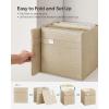 imageSONGMICS Storage Cubes Set of 4 Cube Storage Bins 102 x 102 x 11 Inches 2 Handles Oxford Fabric and LinenLook Fabric Easy to Clean Foldable Metal Label Holders Dove Gray UROB226G04Sand Beige