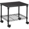 imageSONGMICS 3 Tier Wide Printer Stand with Wheels Rolling Printer Table Cart with Metal Storage Shelf for Home and Office 161 x 122 x 15 Inches Black ULGR301B01Black