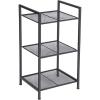 imageSONGMICS 3Tier Storage Rack Bathroom Shelf Extendable Plant Stand with Adjustable Shelf for Bathroom Living Room Balcony Kitchen Black UBSC33BKBlack