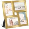 imageSONGMICS 4x6 Collage Picture Frames Family Photo Collage Frame Set of 4 for Wall Decor Glass Front Wall Hanging or Tabletop Pale GoldPale Gold