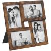 imageSONGMICS 4x6 Collage Picture Frames Family Photo Collage Frame Set of 4 for Wall Decor Glass Front Wall Hanging or Tabletop Pale GoldRustic Brown