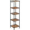 imageSONGMICS 5Tier Bathroom Shelf Storage Rack for Small Space with 5 PP Shelf Liners Removable Hook Extendable Design Ink Black and Translucent ULGR23BKInk Black  Rustic Brown