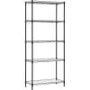 imageSONGMICS 5Tier Storage Shelves Wire Shelving Unit Kitchen Metal Shelves Storage Rack with Adjustable Shelves Shelf Liners 8 Hooks for Garage 118 x 157 x 476 Inches Black ULGR115B01Black