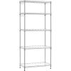 imageSONGMICS 5Tier Storage Shelves Wire Shelving Unit Kitchen Metal Shelves Storage Rack with Adjustable Shelves Shelf Liners 8 Hooks for Garage 118 x 157 x 476 Inches Black ULGR115B01Silver