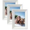 imageSONGMICS 5x7 Picture Frames with 6 Mats for Wall Set of 3 Collage Photo Frames for 5x7 4x6 35x5 Pictures Hanging or Table Display Glass Front 5 NonTrace Nails Teak Brown URPF045K01Rustic White