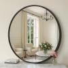 imageSONGMICS Bathroom Round Mirror for Wall 16 Inches Black Circle MirrorMetal Framefor Bathroom Over Sink Living Room Bedroom Entryway Hallway Ink Black ULWM104B01Ink Black