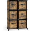 imageSONGMICS Cube Storage Organizer with Storage Boxes Set of 6Cube Organizer 6 Collapsible NonWoven Fabric Bins Customizable SpaceSaving Bedroom Ink Black and Dove Gray ULPC062B01Rustic Brown