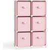 imageSONGMICS Cube Storage Organizer with Storage Boxes Set of 6Cube Organizer 6 Collapsible NonWoven Fabric Bins Customizable SpaceSaving Bedroom Ink Black and Dove Gray ULPC062B01Jelly Pink