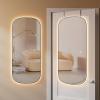 imageSONGMICS Full Length Wall Mirror Over The Door Mirror 472quot x 185quot Arched Hanging Mirror Frameless Glass Mirror Decor for Bedroom Living Room Dressing Room Black ULFM010B01LED Geometric