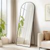 imageSONGMICS FullLength Floor Mirror 3in1 Modern Standing Full Body Mirror Inspired by Original AwardWinning Design 165 x 189 x 689 Inches Living Room Bedroom Oak Beige and Ink BlackInk Black