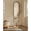imageSONGMICS FullLength Floor Mirror 3in1 Modern Standing Full Body Mirror Inspired by Original AwardWinning Design 165 x 189 x 689 Inches Living Room Bedroom Oak Beige and Ink BlackOak Beige  Ink Black