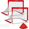 imageSONGMICS Kids Soccer Goals for Backyard 4x3 ft Portable Soccer Nets Training Equipment Toddler Soccer Goal with Carrying Bag for FieldRed