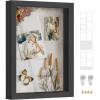 imageSONGMICS Shadow Box Frame 13Inch Deep Memory Display Case for Desk Wall Decor Box Picture Photo Frame with 4 Wood Push Pins 3 Mats 2 NonTrace Nails Gift Rustic WhiteAsh Black