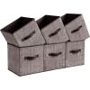 imageSONGMICS Storage Cubes 11Inch NonWoven Fabric Bins with Double Handles Set of 6 Closet Organizers for Shelves Foldable for Clothes Misty Blue UROB026I01Walnut Color