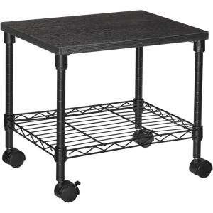 imageSONGMICS 3 Tier Wide Printer Stand with Wheels Rolling Printer Table Cart with Metal Storage Shelf for Home and Office 161 x 122 x 15 Inches Black ULGR301B01Black
