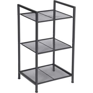 imageSONGMICS 3Tier Storage Rack Bathroom Shelf Extendable Plant Stand with Adjustable Shelf for Bathroom Living Room Balcony Kitchen Black UBSC33BKBlack