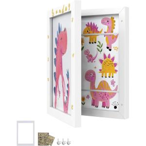 imageSONGMICS Kids Artwork Frame Changeable A4 85x11 Art Picture Frame Display for Room Decor Each Storage up to 150 Drawings with Mat Stickers NonTrace Nails MDF Glass Matte WhiteMatte White