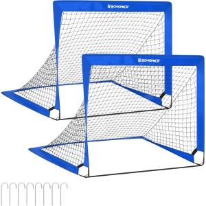 imageSONGMICS Kids Soccer Goals for Backyard 4x3 ft Portable Soccer Nets Training Equipment Toddler Soccer Goal with Carrying Bag for FieldBlue