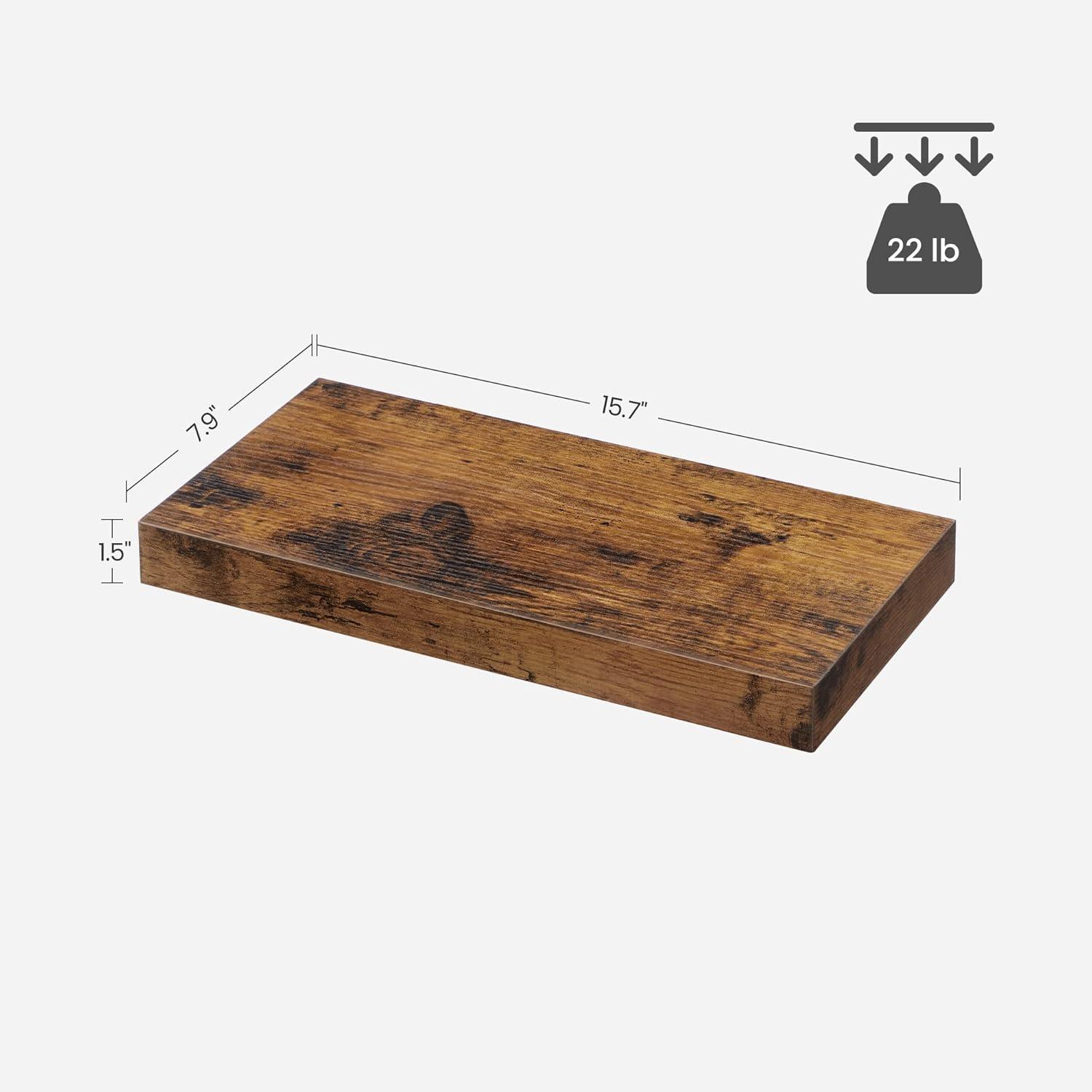 imageVASAGLE Wall Shelf Vintage Floating Shelf 157 inch Hanging Shelves Wall Mounted for Photos Decorations Rustic Brown ULWS24BXRustic Brown
