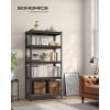 imageSONGMICS 5Tier Storage Shelves Load 2310 lb Garage Storage Boltless Assembly Adjustable Shelving Unit 236 x 472 x 709 Inches for Study Shed Basement Gray and Natural Beige UGLR600G01Black  Rustic Brown