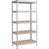 imageSONGMICS 5Tier Storage Shelves Load 2310 lb Garage Storage Boltless Assembly Adjustable Shelving Unit 236 x 472 x 709 Inches for Study Shed Basement Gray and Natural Beige UGLR600G01Silver  Natural Beige